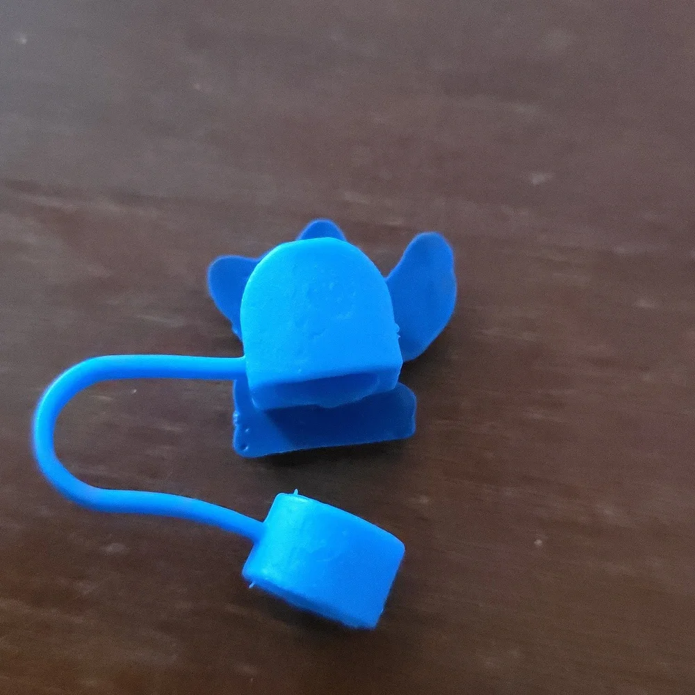 Stitch with Glasses Straw Topper Silicone 10mm/0.4 in Cap Accessory